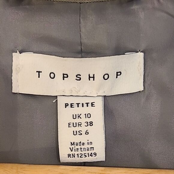 Top Shop Double Breasted Relaxed Fit Blazer Khaki Olive Sage Green Size US 6P - Picture 7 of 9